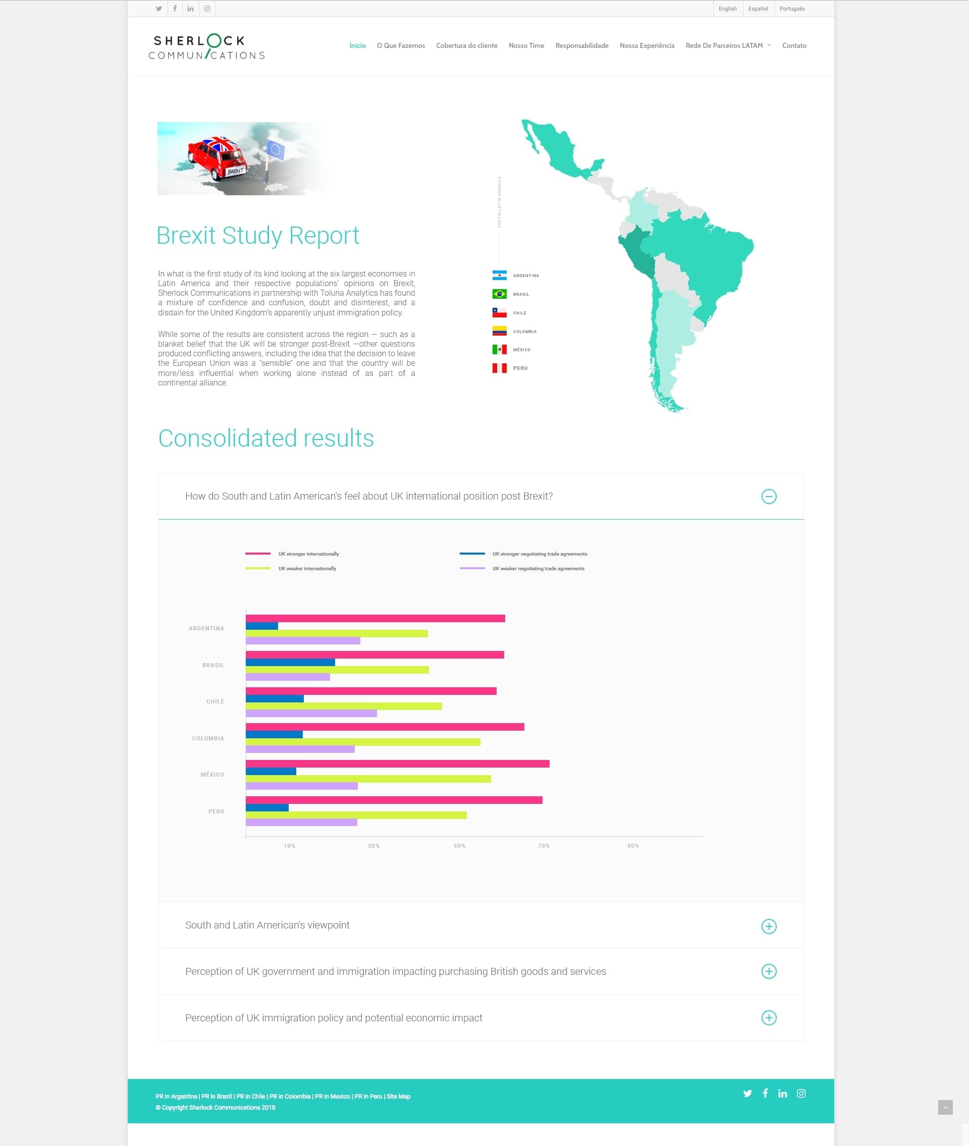 Sherlock Communications used the Brexit event as a reference to attract more visitors to their website by offering in depth data on the impact of Brexit in relation to South America.