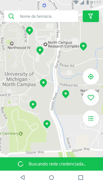 O aplicativo permite que você pesquise produtos e encontre drogarias para ajudá-lo a conseguir os melhores descontos