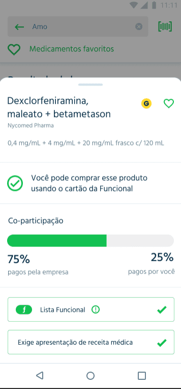 O aplicativo permite que você pesquise produtos e encontre drogarias para ajudá-lo a conseguir os melhores descontos