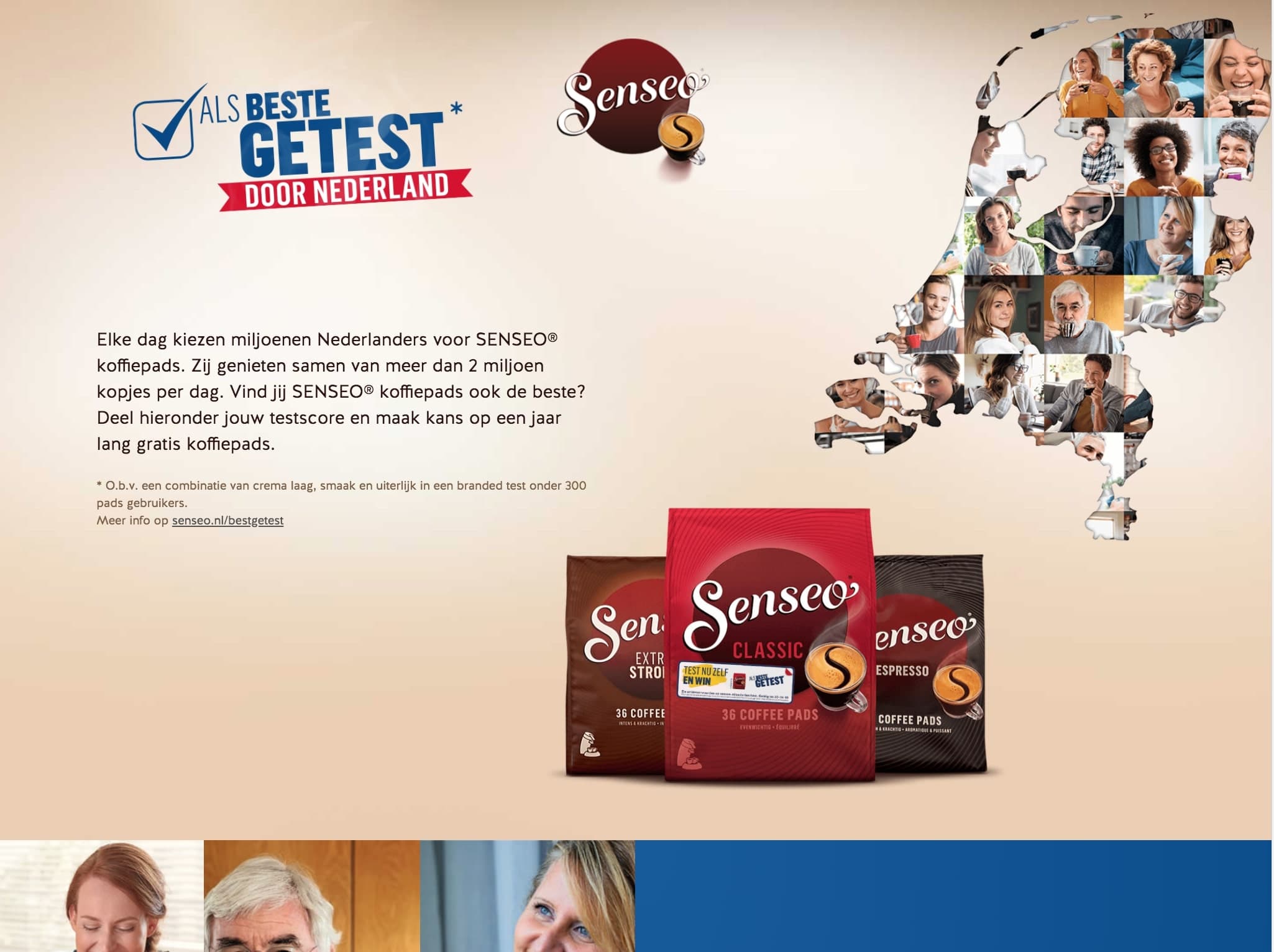 De Combinatie van Factoren created a Brand Experience campaign for Senseo. It involved an action site, Radio and TV commercials. We were hired for the action site implementation.