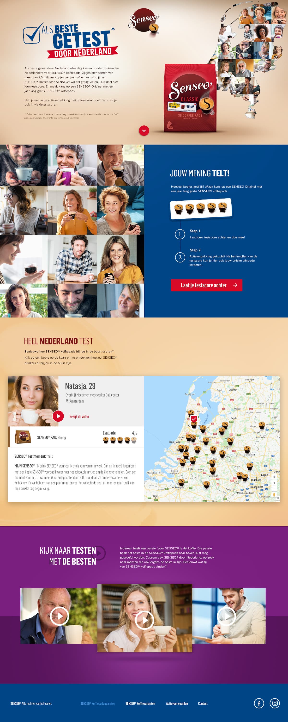 De Combinatie van Factoren created a Brand Experience campaign for Senseo. It involved an action site, Radio and TV commercials. We were hired for the action site implementation.
