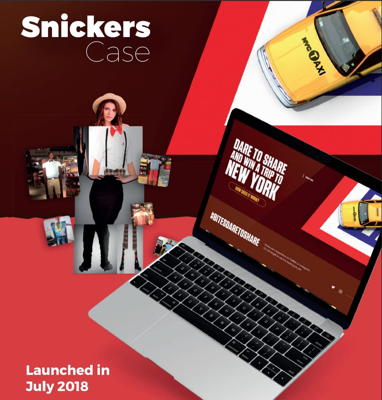 Os usuários podiam tirar uma foto de si mesmos em vários aeroportos para ganhar uma viagem para Nova York.